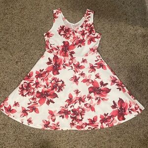 Red and white floral dress